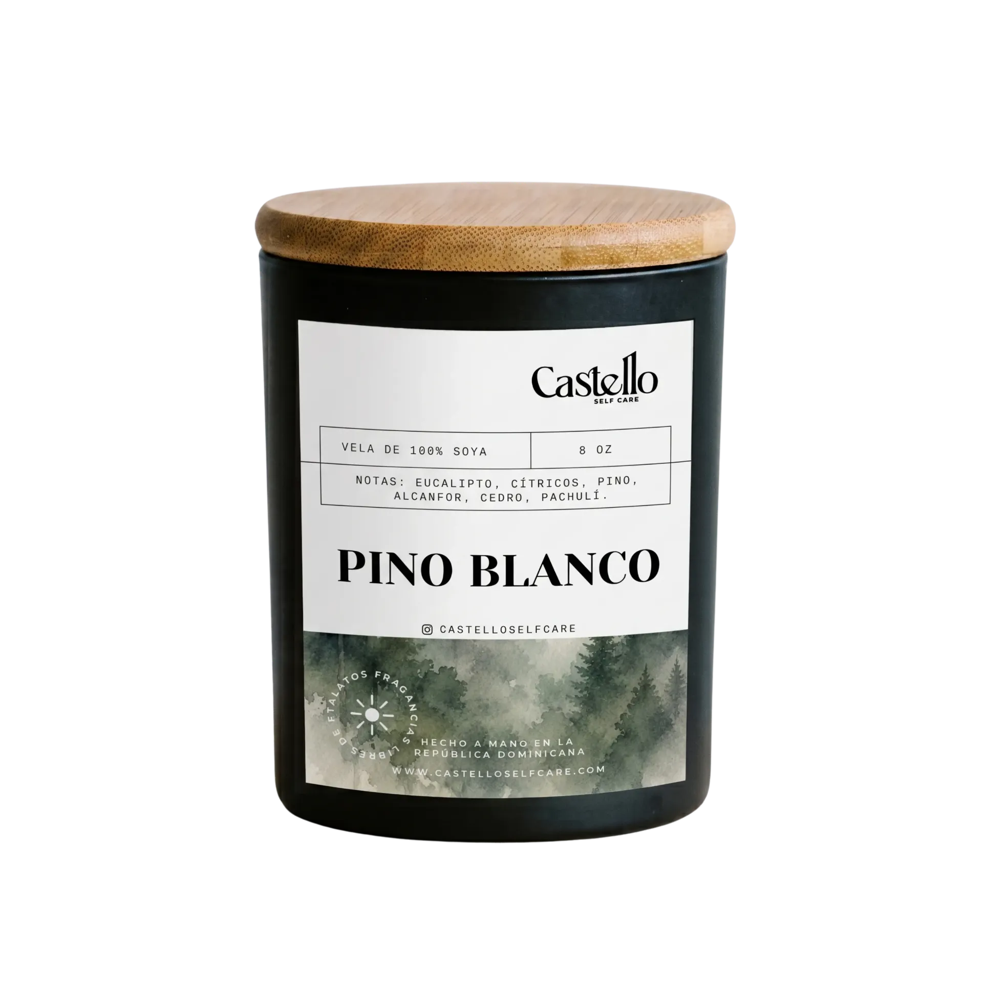 Pino Blanco (Jarra de Vidrio Negra Matte 8 oz)