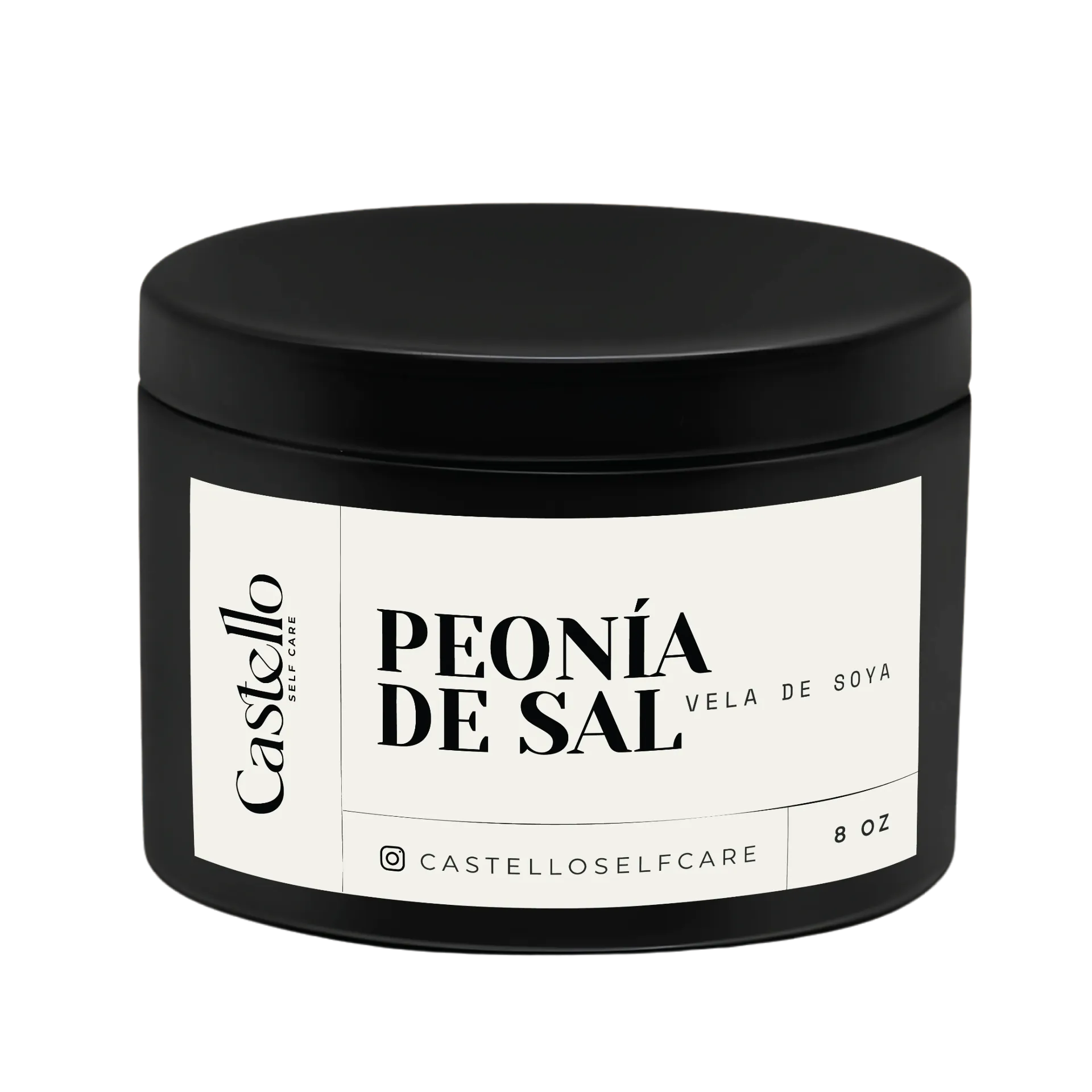 Peonía de Sal (Jarra de Vidrio Negra Matte 8 oz)