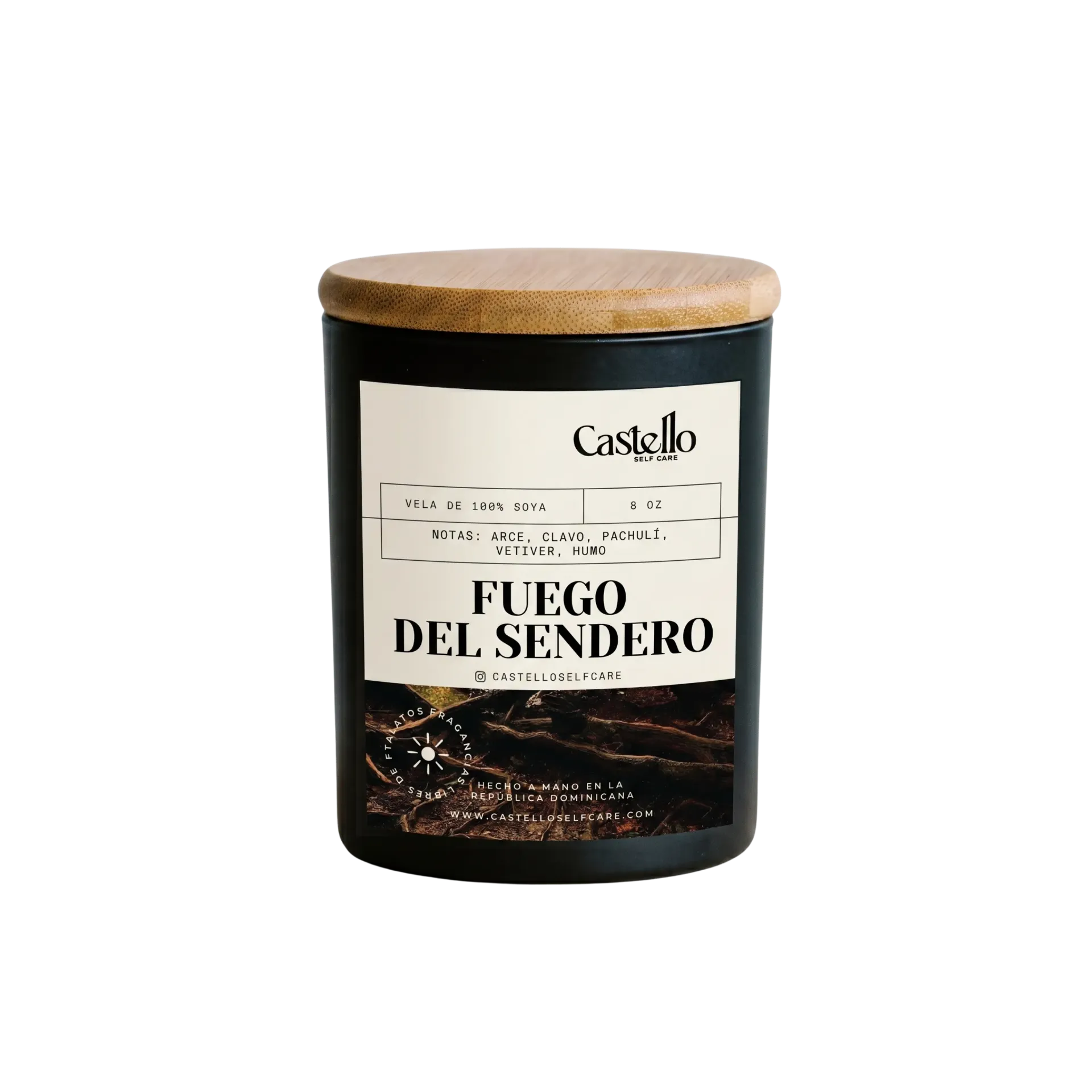 Fuego del Sendero (Jarra de Vidrio Negra Matte 8 oz)