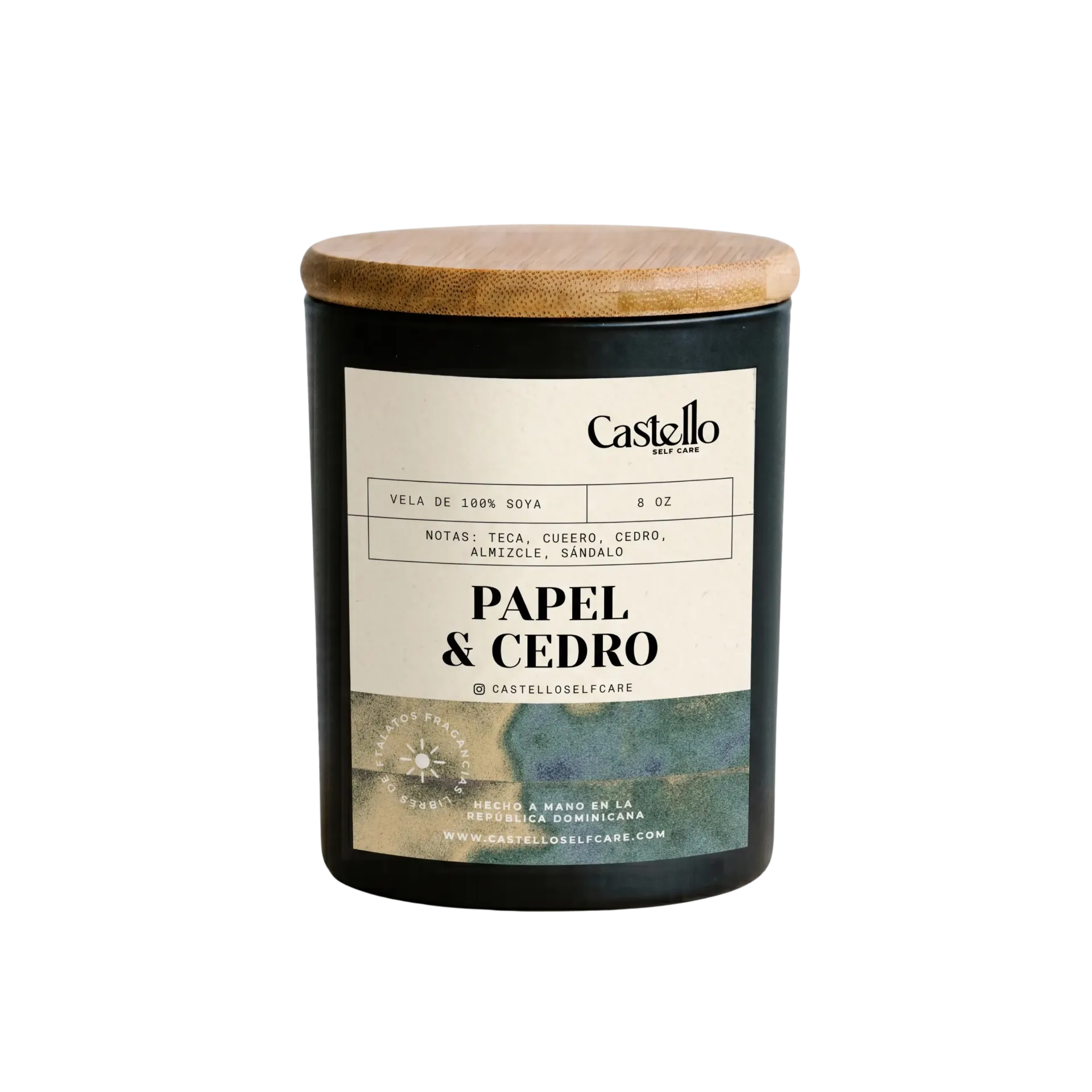 Papel & Cedro (Jarra de Vidrio Negra Matte 8 oz)
